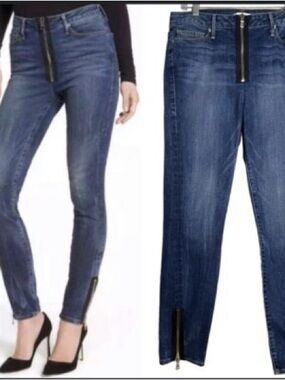 Good American Good Waist High Rise Front Zip Skinny Jeans 6/28